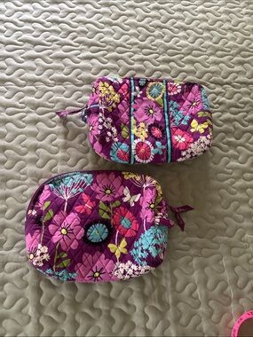 Vera Bradley Retired Flutterby Quilted Floral Lined Cosmetic Pouches Bags 2